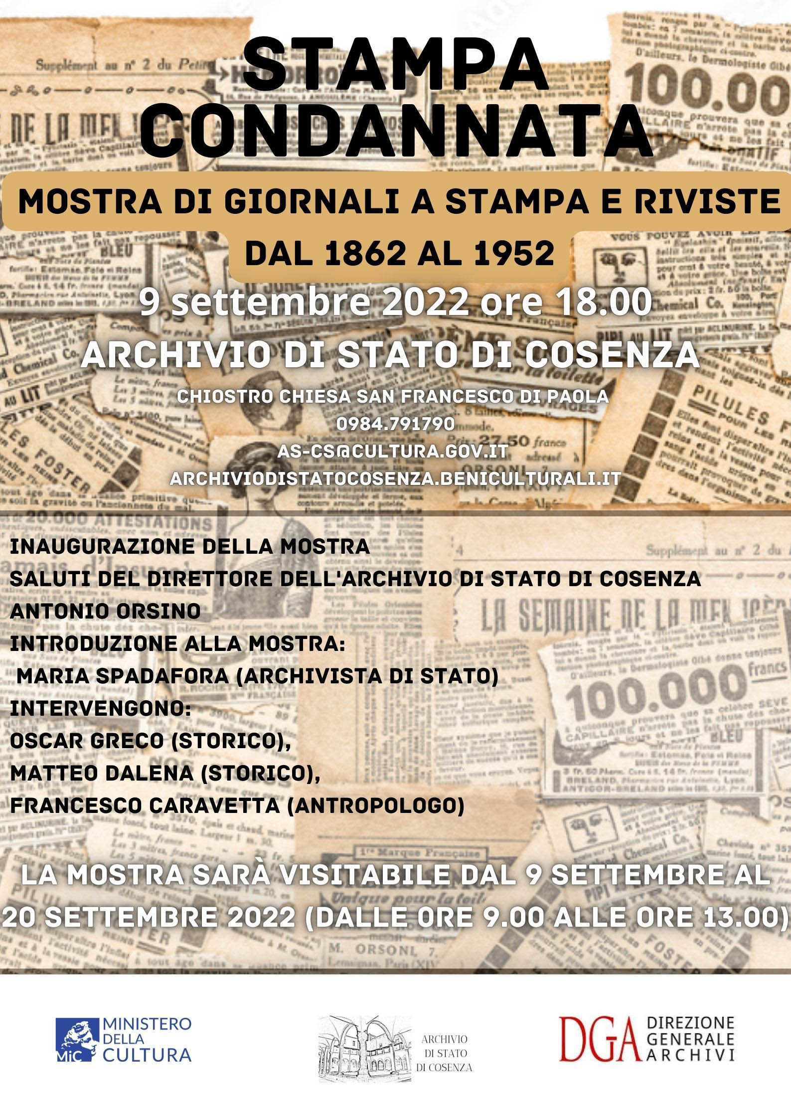 Stampa condannata. Mostra di giornali a stampa e riviste dal 1862 al 1952